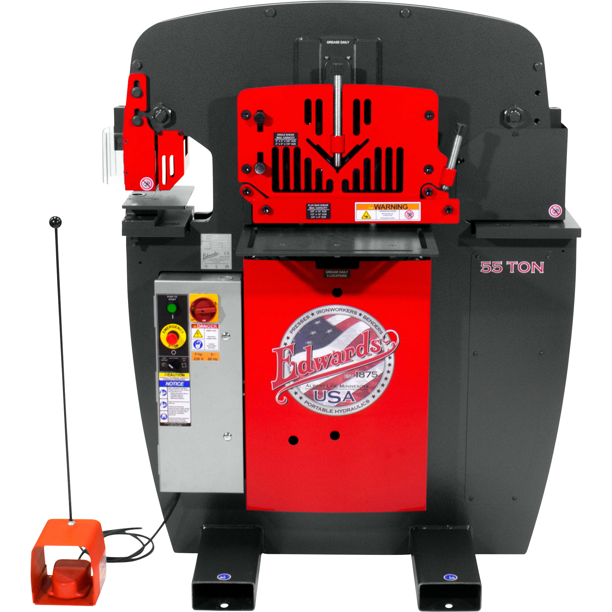 Edwards Ironworker with PowerLink, Coper Notcher and 2 LEDs, 55-Ton, 230 Volt, Model# 55231512